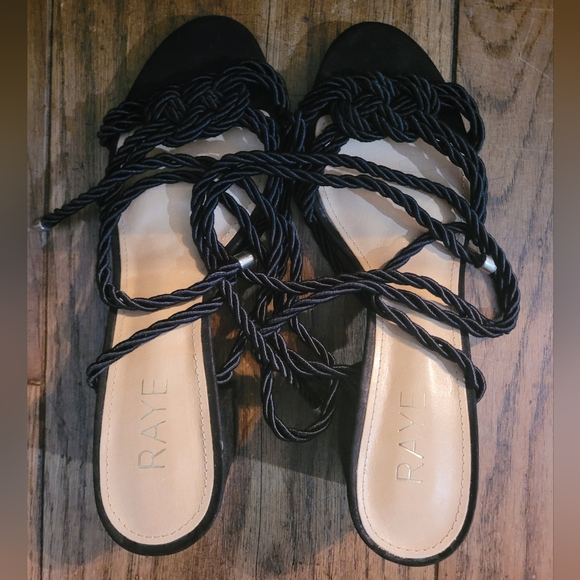 RAYE Shoes - RAYE Black Braided Lace-Up Heeled Sandals - Size 7